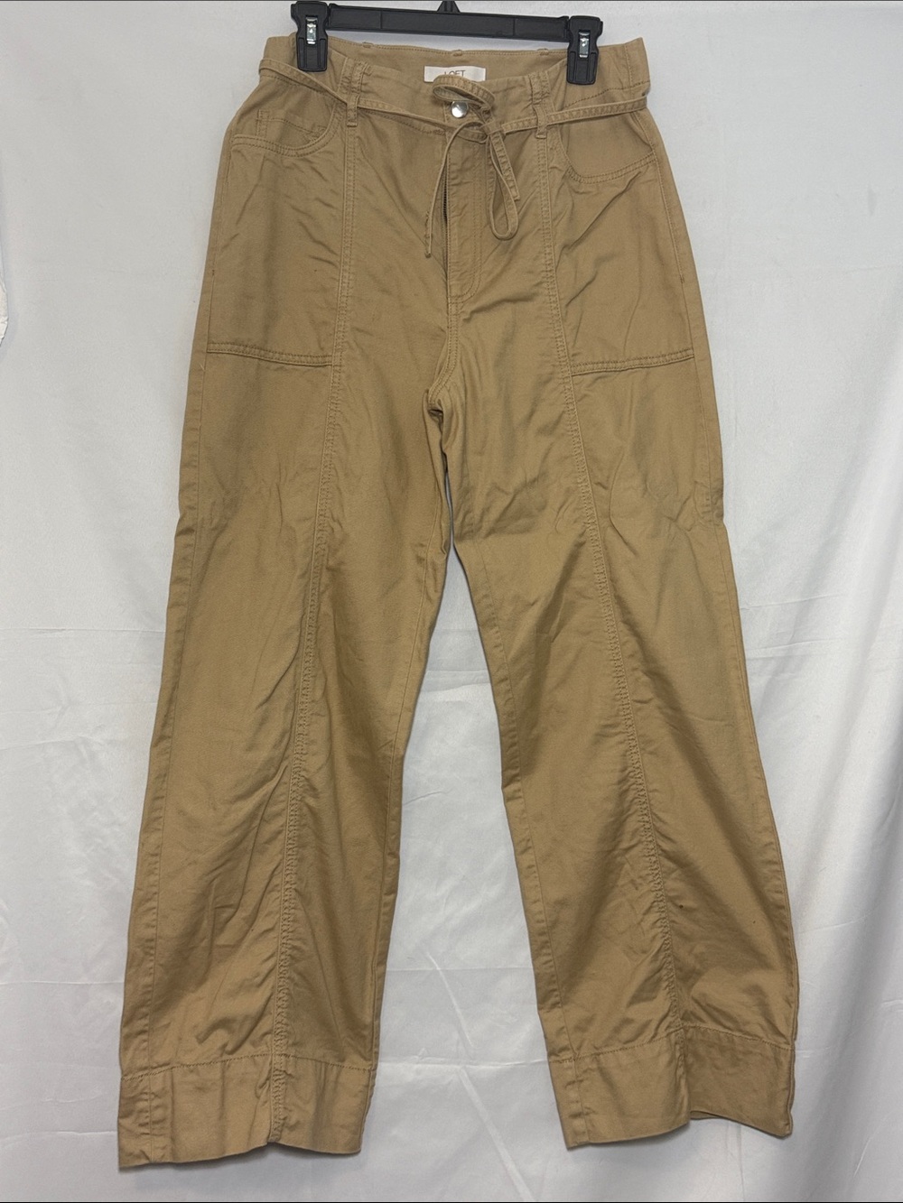 LOFT Women’s Tan Cargo Pants with Drawstring Waist